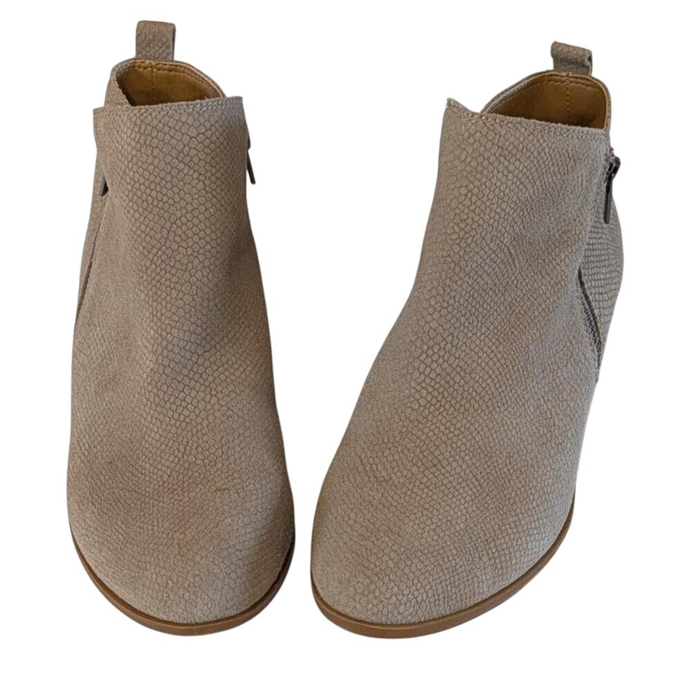 GB Girls Ankle Boots Size 5M Tan Textured Side Zip Booties